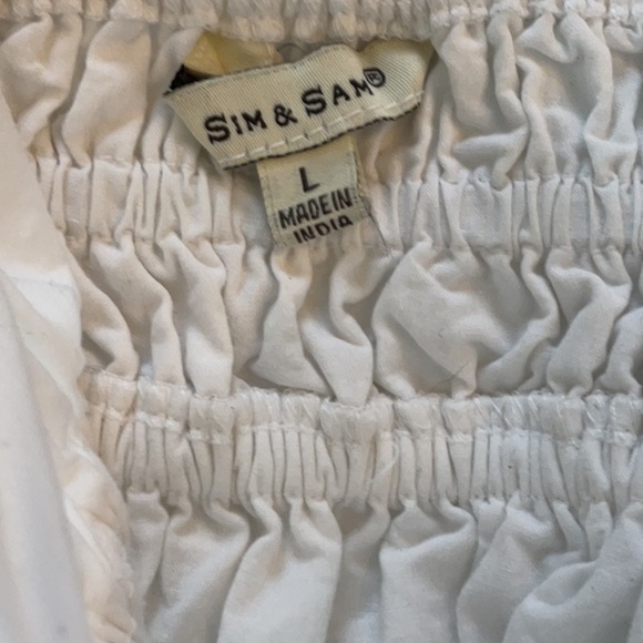 Sim & Sam white cropped tank top w/ smoked waist Size L - Picture 3 of 4